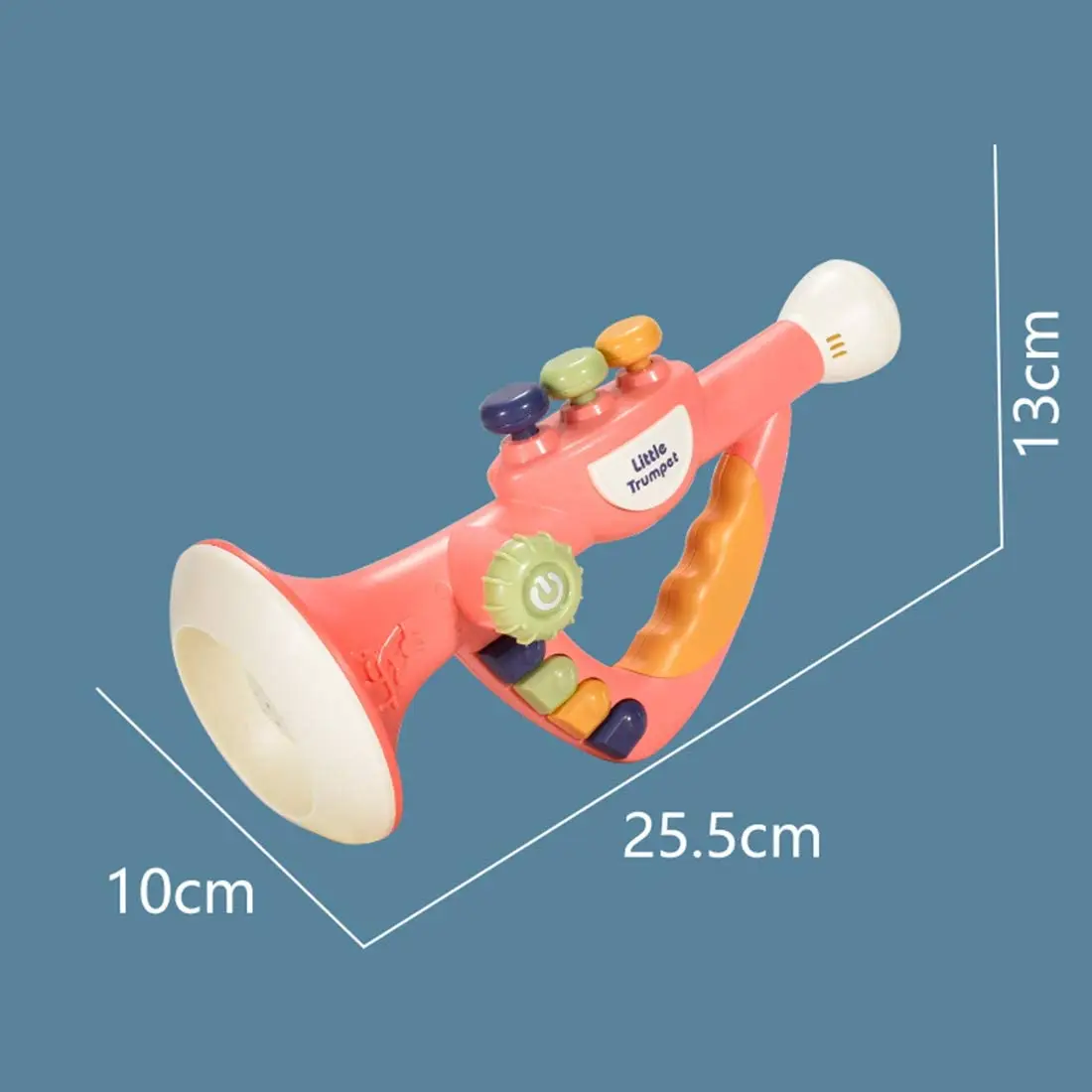 Trompeta de plástico para niños pequeños, Trompeta de juguete con música y luces, instrumento Musical educativo, B)