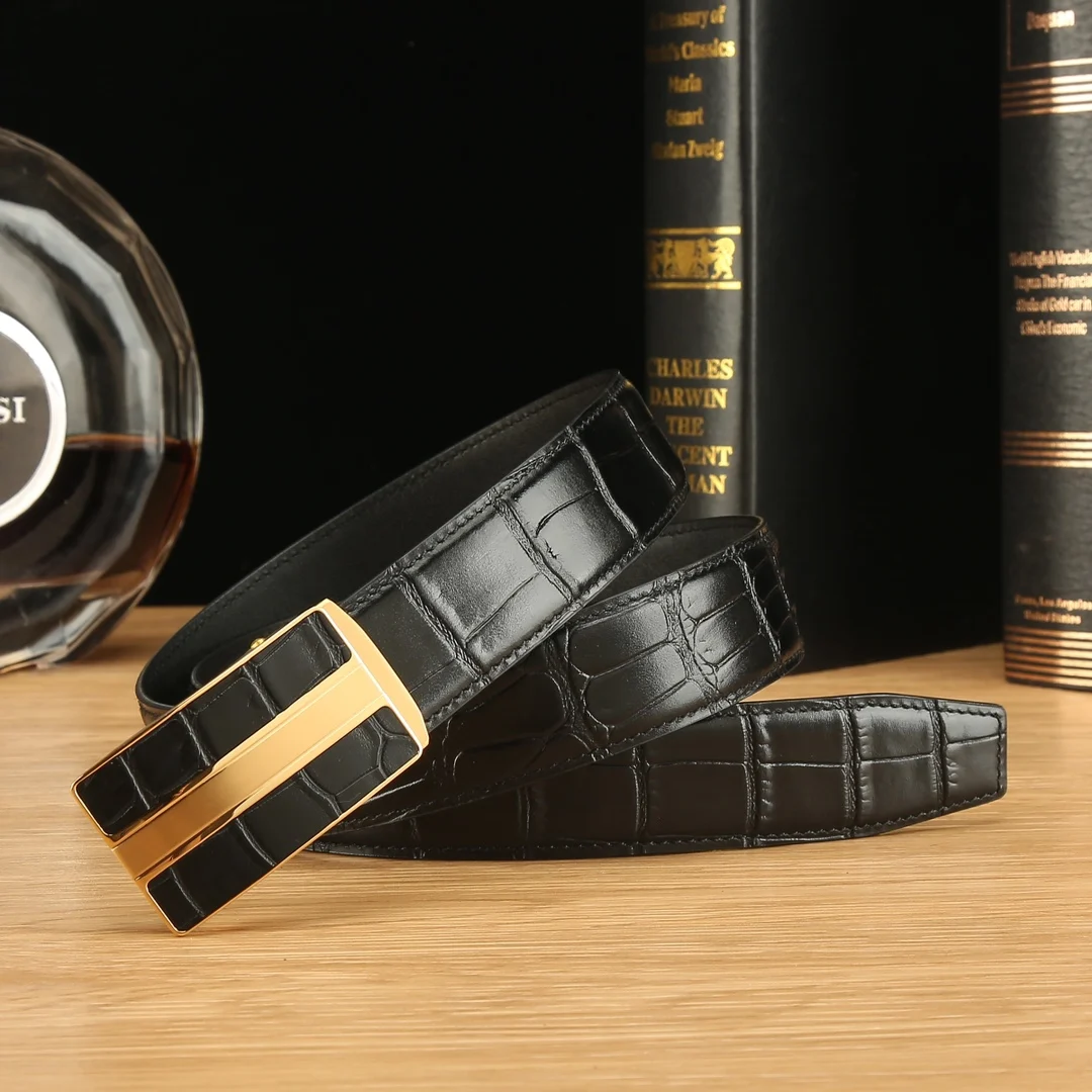 Men's fashion double-sided leather belt women's belt cow belt trend design 3.5cm male and female belt