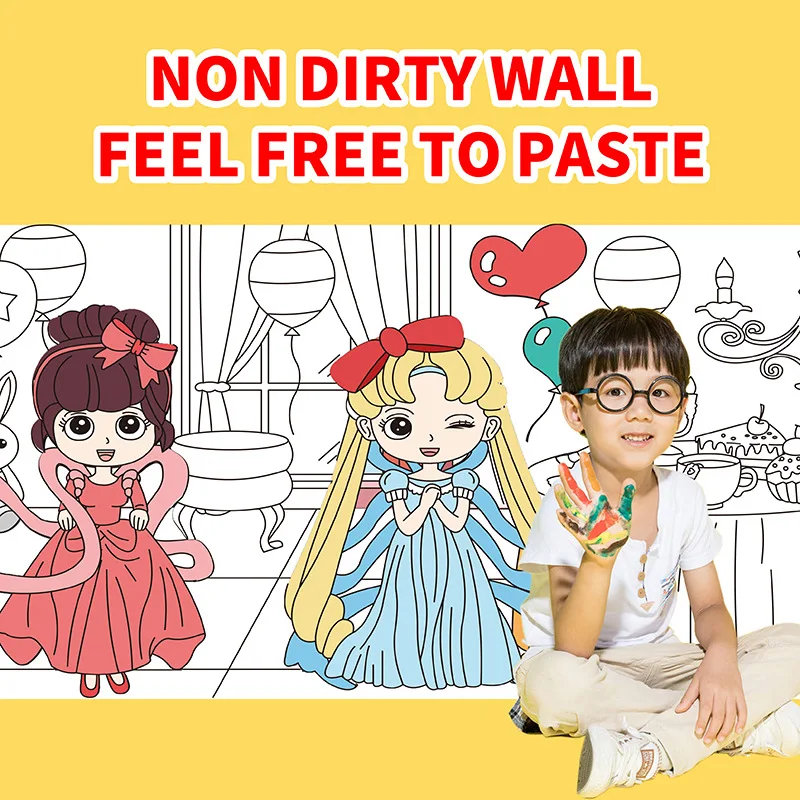 3M Children Drawing Roll DIY Sticky Color Filling Paper Coloring Paper Roll For Kids DIY Painting Drawing Early Stationery Toys