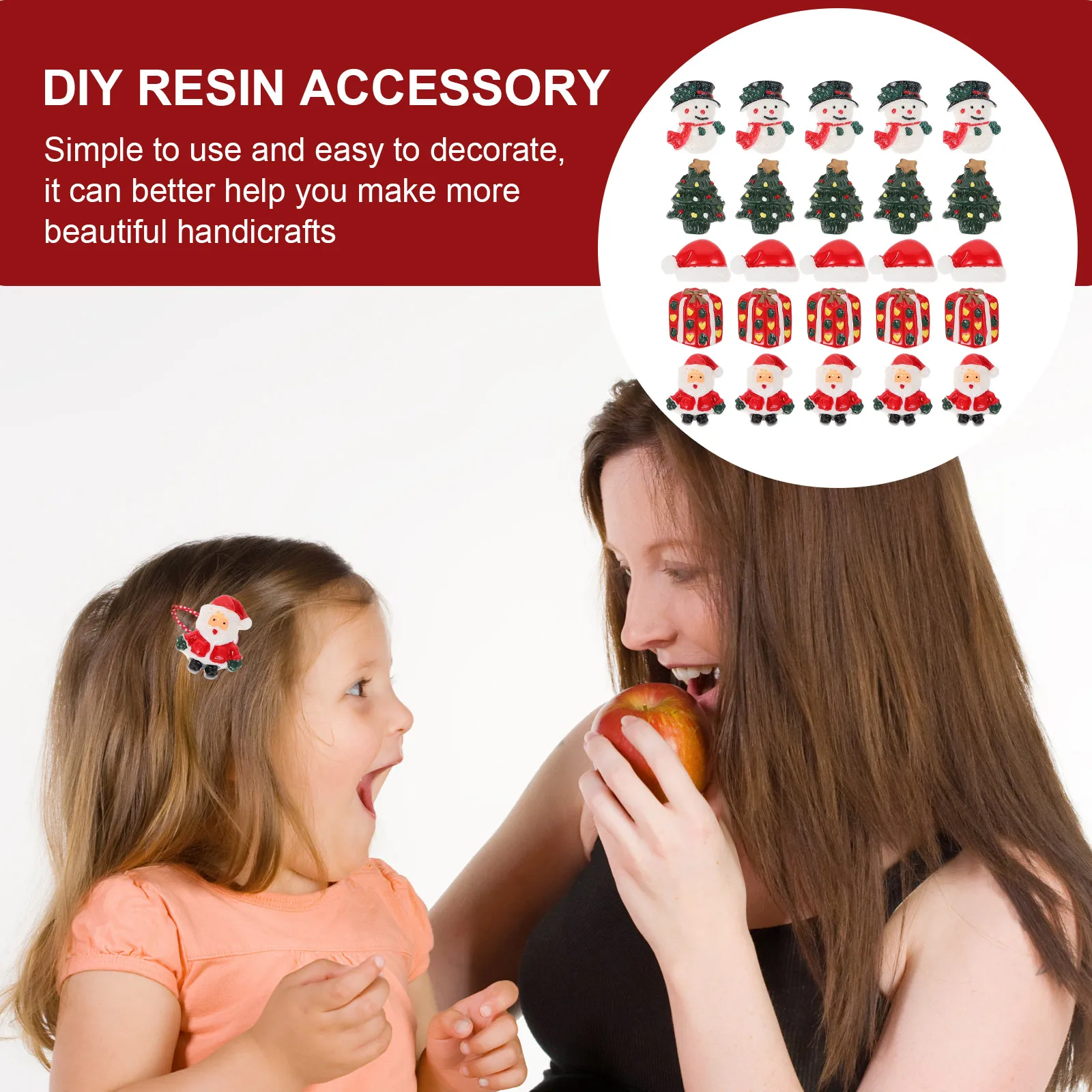 

25pcs Diy Patches Handmade Craft Materials Resin Christmas Decorations Mini Xmas Statues Creative Hairpin Accessories Decorative