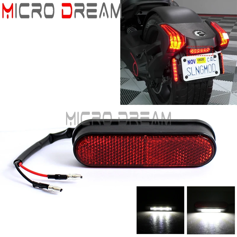 Motorcycle Rear LED License Plate Light With Red Reflector Streetbike Emark Tail Red Reflector LED Number Plate Light E9 E Mark