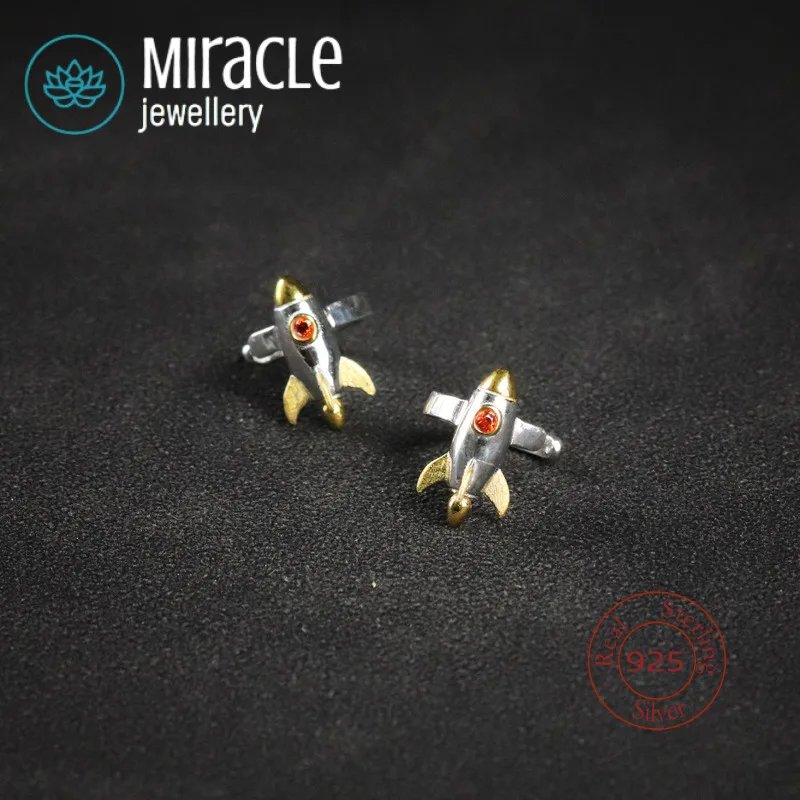 Miracle Sterling Silver 925 Original Design Journey Pure Silver Fun Space Rocket Ear Cuff Cute Niche Unisex Stylish Earrings