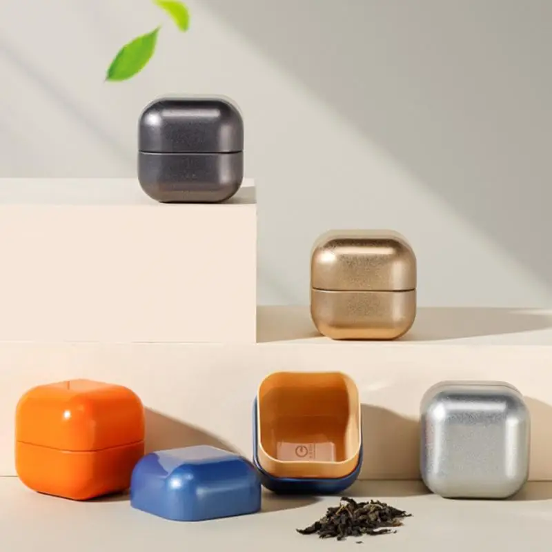 Neue Mini Tee Kann Metall Box Tragbare Candy Farbe Versiegelt Glas Reise Feuchtigkeit-beweis Einfarbig Nuss Süßigkeiten Lebensmittel lagerung Container