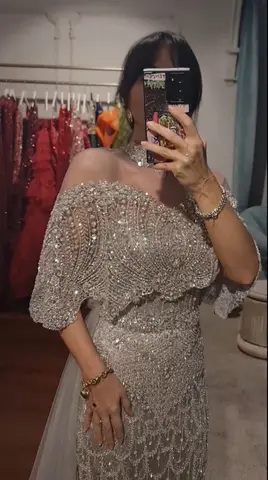 Eshaut&bridal Pärlbroderad sjöjungfruklänning för kvinnor 2025 Elegant hög halsringning långärmad för kvinnor Bröllopsfestklänning anpassad 8 best sales recensioner av aftonklänningar för kvinnor - №7