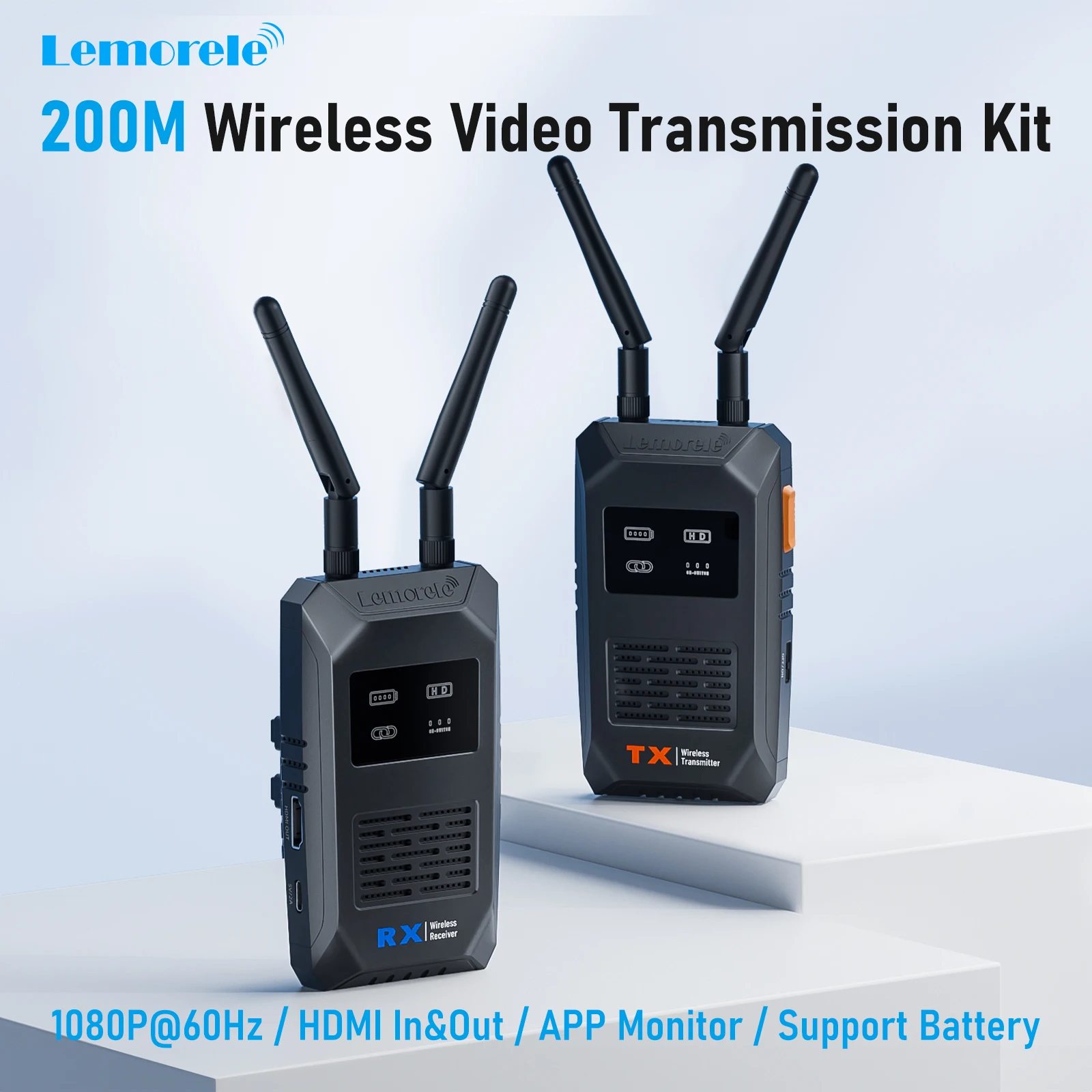 Lemorele 무선 확장기 키트 1080P 무선 HDMI 송신기 및 수신기 카메라 노트북 PC TV용 200M 비디오 트랜시버