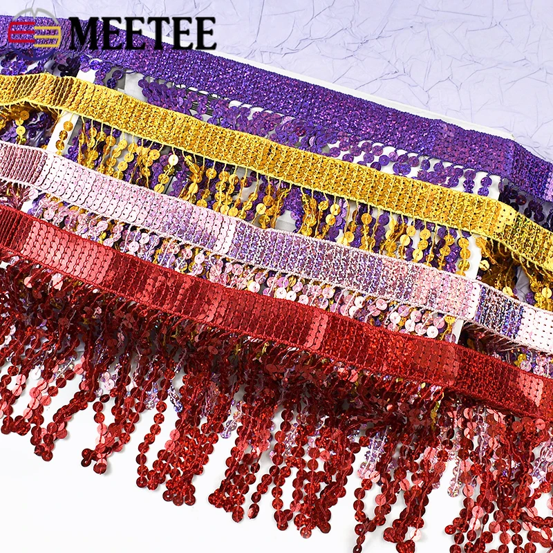 

1/2/5M Meetee 16cm Sequin Fringe Tassels for Curtains Latin Dress Garment Lace Trim Skirt Trimming Ribbon DIY Sewing Accessories
