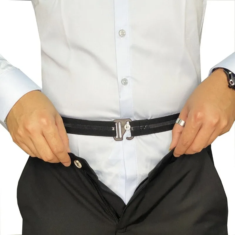 Men Women Shirt Stay Belt Imitation Nylon Black Non-slip Elastic Waistband Adjustable Tuck Straps Anti-Wrinkle For Business
