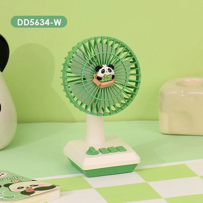 Panda Cartoon Desktop Small Fan with Two USB Charging Modes Student Dormitory Desktop Mini Portable Handheld Fan
