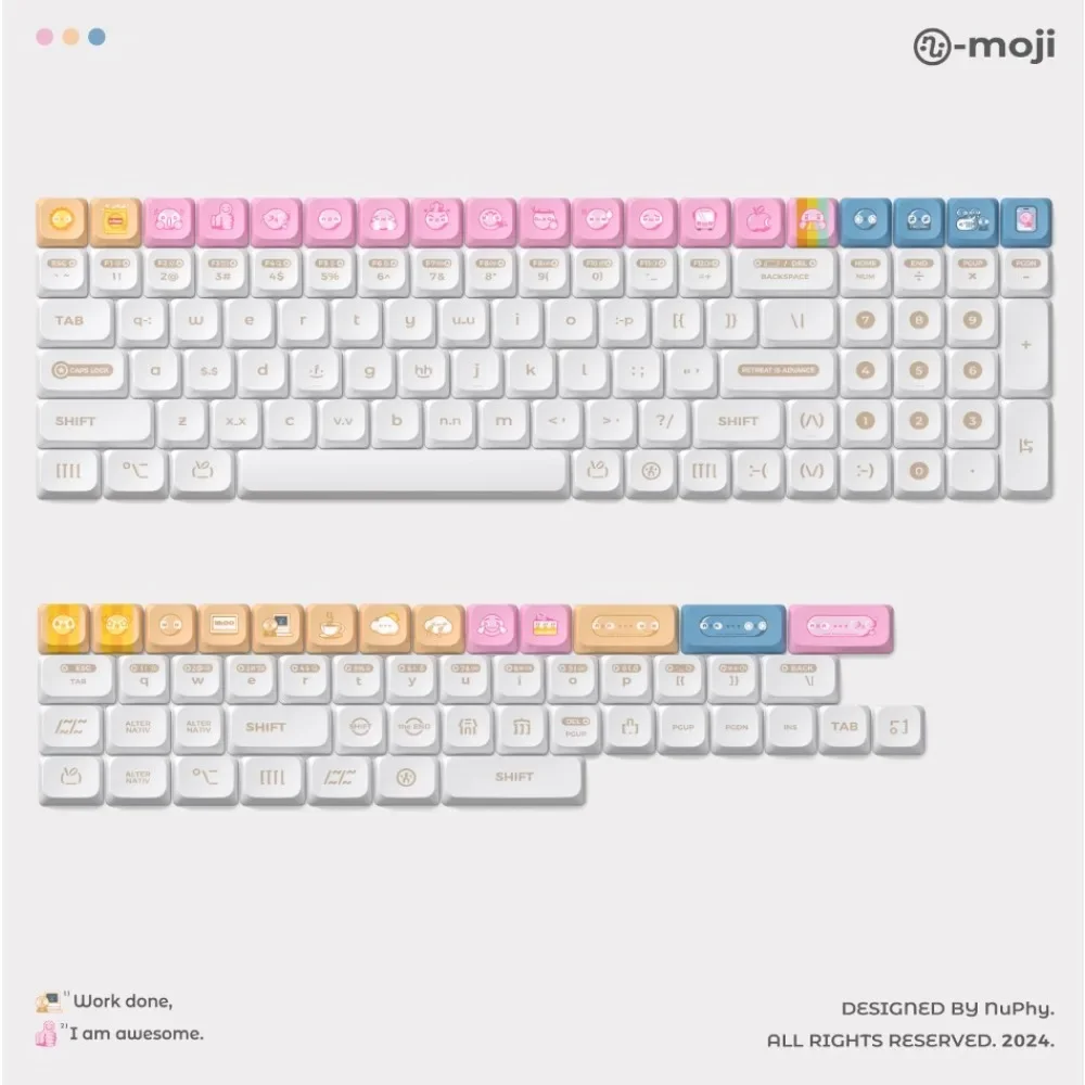 NuPhy Numoji 150pc Keycap PBT 5 Side Thermal Sublimation nSA Profile Small Full Set for Dwarf Shaft Hot Swap Mechanical Keyboard