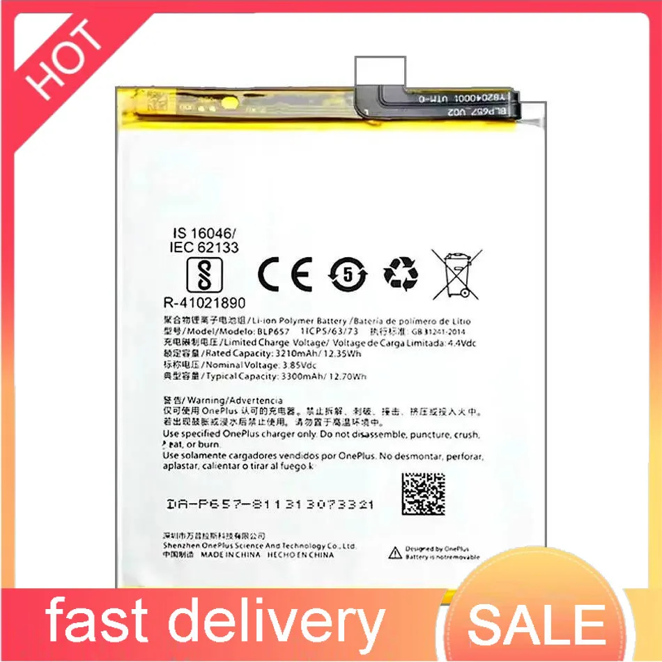 

3300Mah For Oneplus 6 Mobile Phone Battery BLP657 Premium Replacement Reliable Power