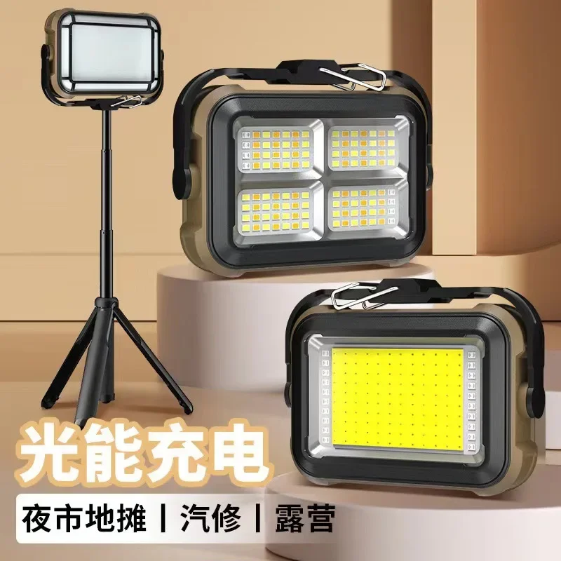 New solar work light charging with hook magnetic camping light multi-function floodlight work light