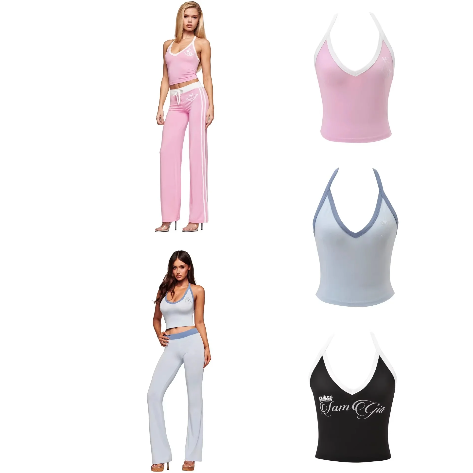 

Женский премиум-топ IIA BLARE American Style Color Block из тонкой ребристой ткани с тонкими бретелями, весна 2026