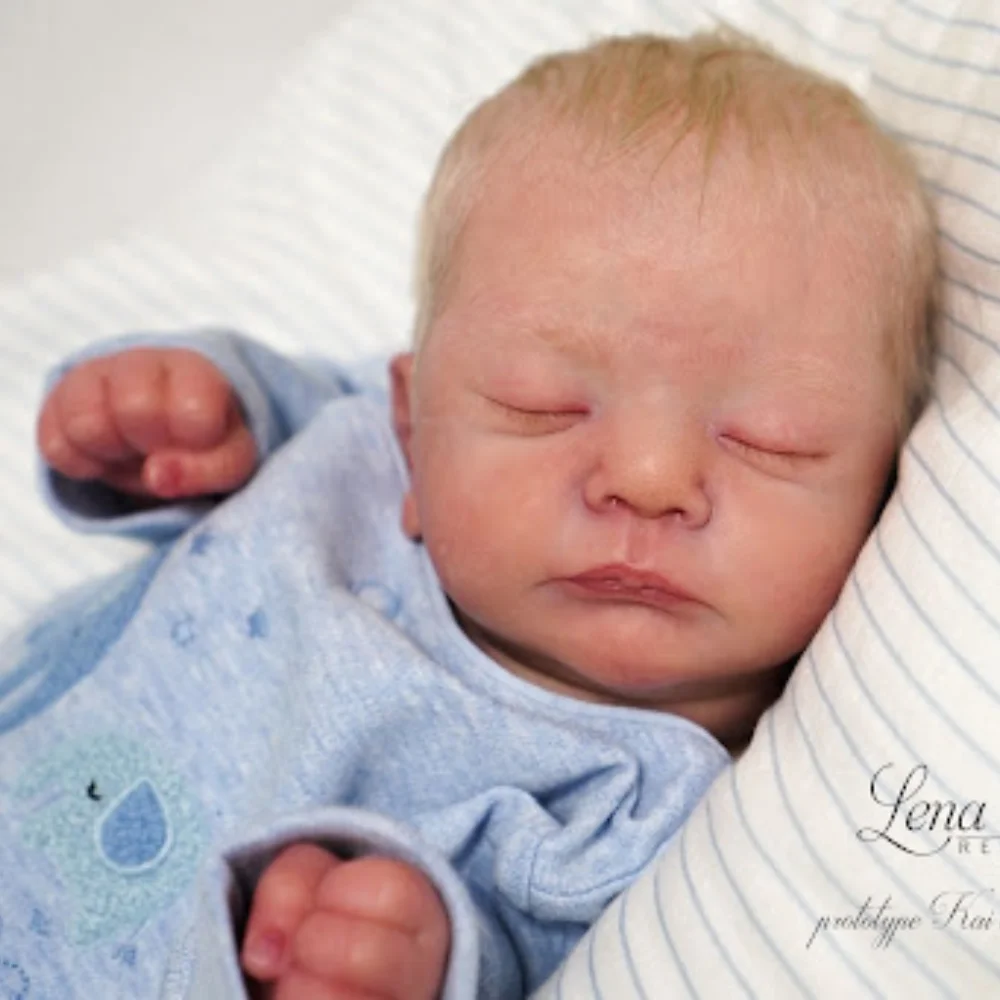 MRB 19 inch Already Painted Vinyl Reborn Doll Parts KAI Sleeping Baby 3D Painting Skin Visible Veins Soft Cloth Body Included