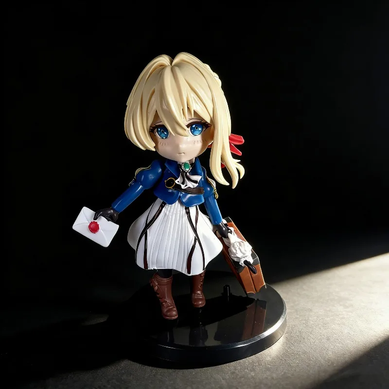 Cute Kawaii Chibi Q Version Violet Evergarden Anime Figure, 15cm Desk Statue Ornament, PVC Collectible Model Gift Room Decor