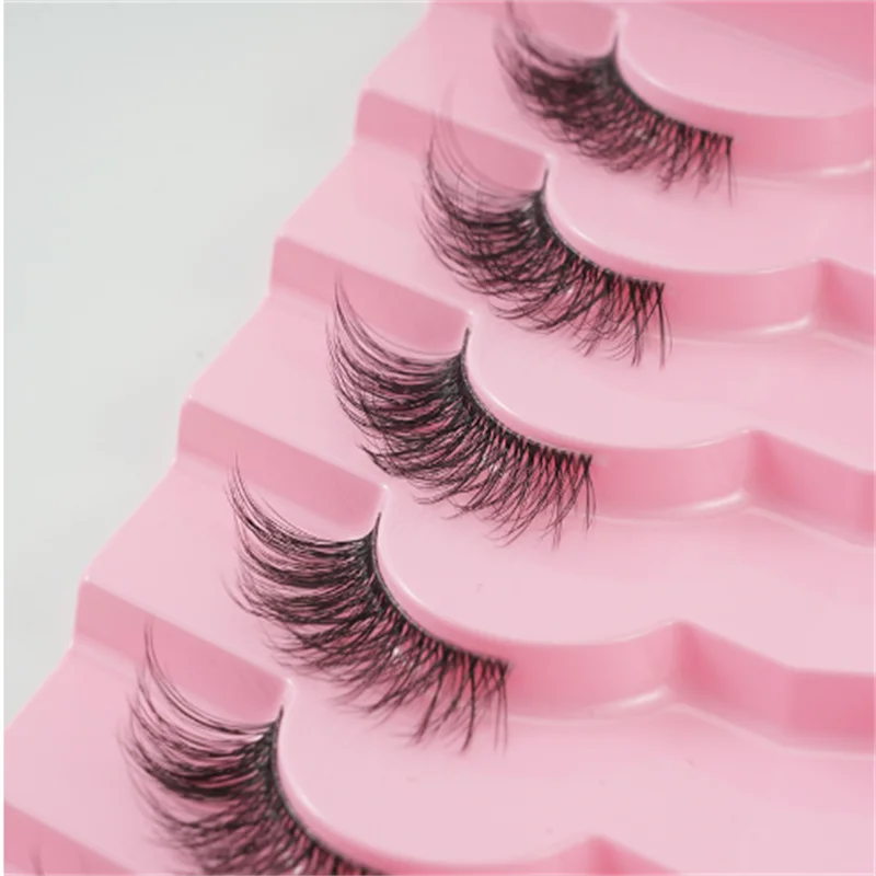 7 paar Black Fairy Manga valse wimpers dunne band dikke krullende stijve natuurlijk ogende wimpers