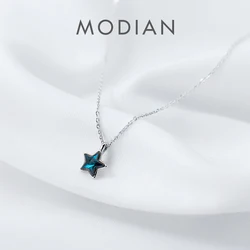 Modian New 925 Sterling Silver Retro Mini Blue Star Charms Pendant Necklace Fit Women Adjustable Necklace Original Fine Jewelry