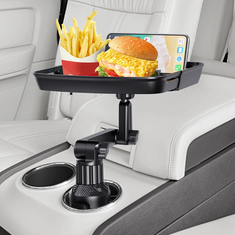 Universal Car Cup Holder Tray Adjustable 360 Degree Car Tray Table Mobile Phone Holder Mount  Arm Food Table For Car Stand