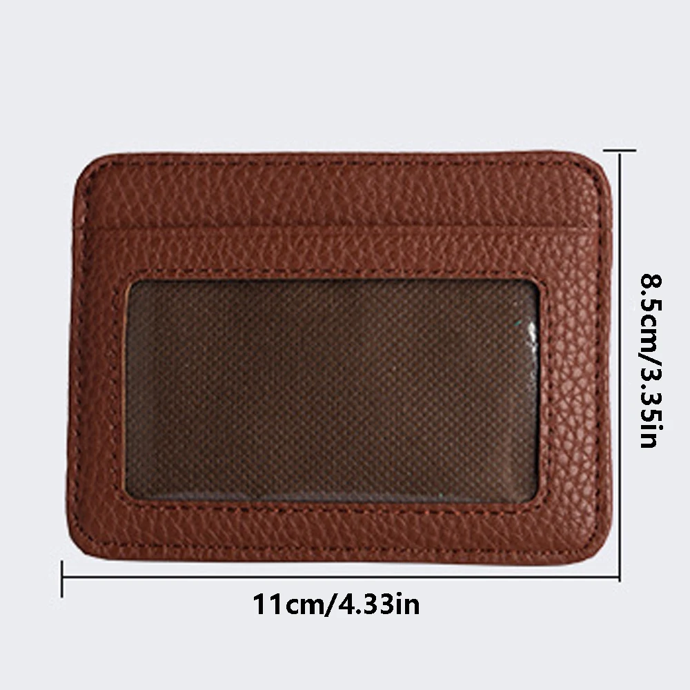 1Pcs Lychee-Patterned Ultra-Thin Card Holder with Id Window, Multi-Card Slot Mini Portable Card Holder with Coin Compartment, Unisex Daily Card Holder