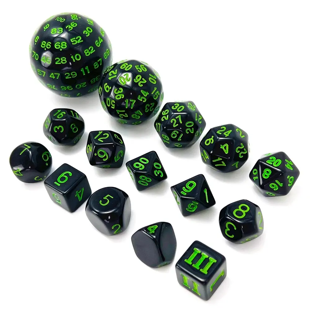 Polyhedral Dice Set DND Cubes POP D3-D100 Acrylic Dice Sets 15 Pcs For Gift DND Game RPG Board Game Accessories