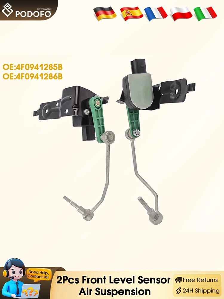 Podofo 2 pièces capteur de niveau de phare avant gauche/droite Suspension pneumatique pour Audi A6 4F2, C6 2005/01-2011/03 2.0 L