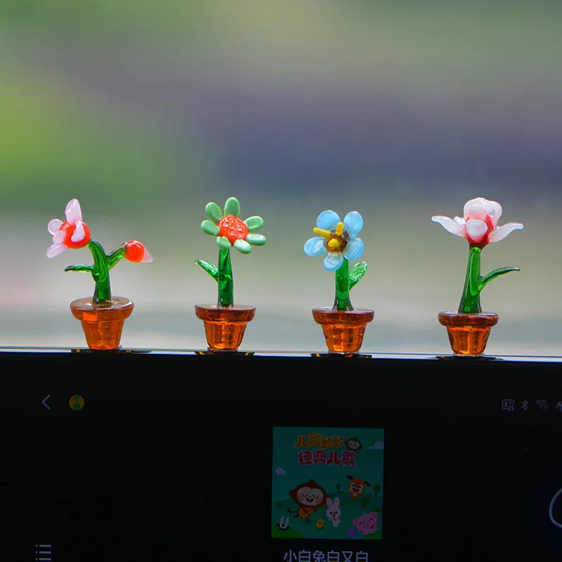 

Creative Mini Floral Glass Ornament Handmade Plant Bedroom Decoration Home Desktop Mini Simulation Flower Statue Decoration New