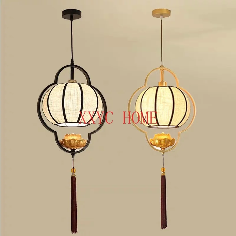 

New Dining Room Chinese Light Restaurant Teahouse Lantern Bedroom Chandelier Chinese Lamp Creative Cloth Lamps Hotel Droplight