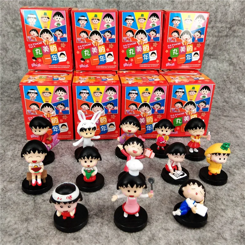 12pcs Anime Chibi Maruko Chan Perfect Years Series Pvc Action Figures Dolls Cartoon Model Gifts Students Mini Kawaii Toys Orname