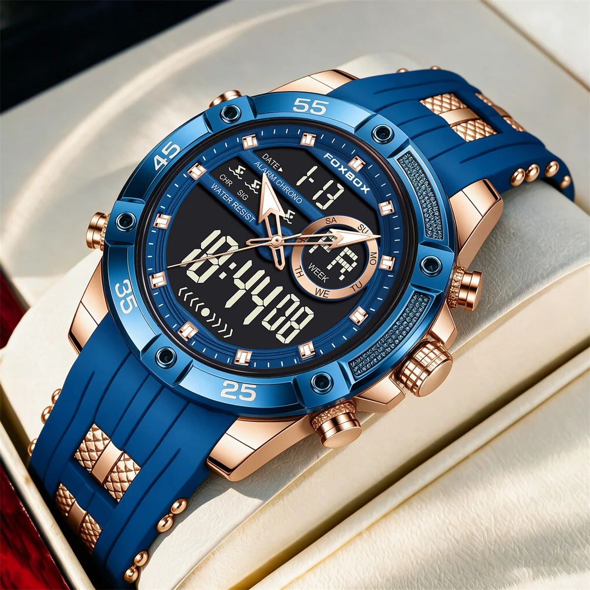 FOXBOX New Luxury Men‘s Watch LIGE Brand Fashion Digital Watches Men Gifts Waterproof Multifunctional Quartz Wristwatches Reloj