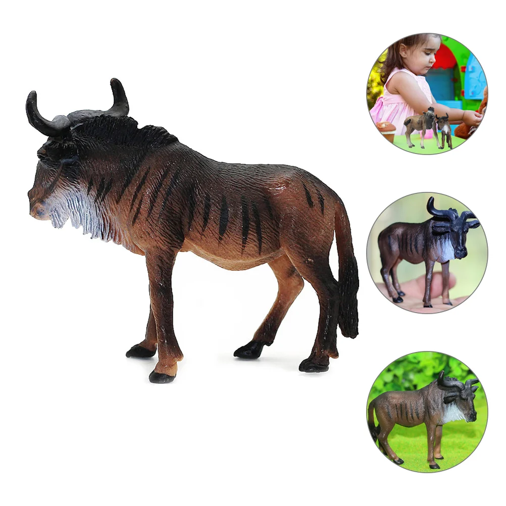 Household African Wildebeest Model Toddler Mini Animals Toy Pvc Figurines Simulated