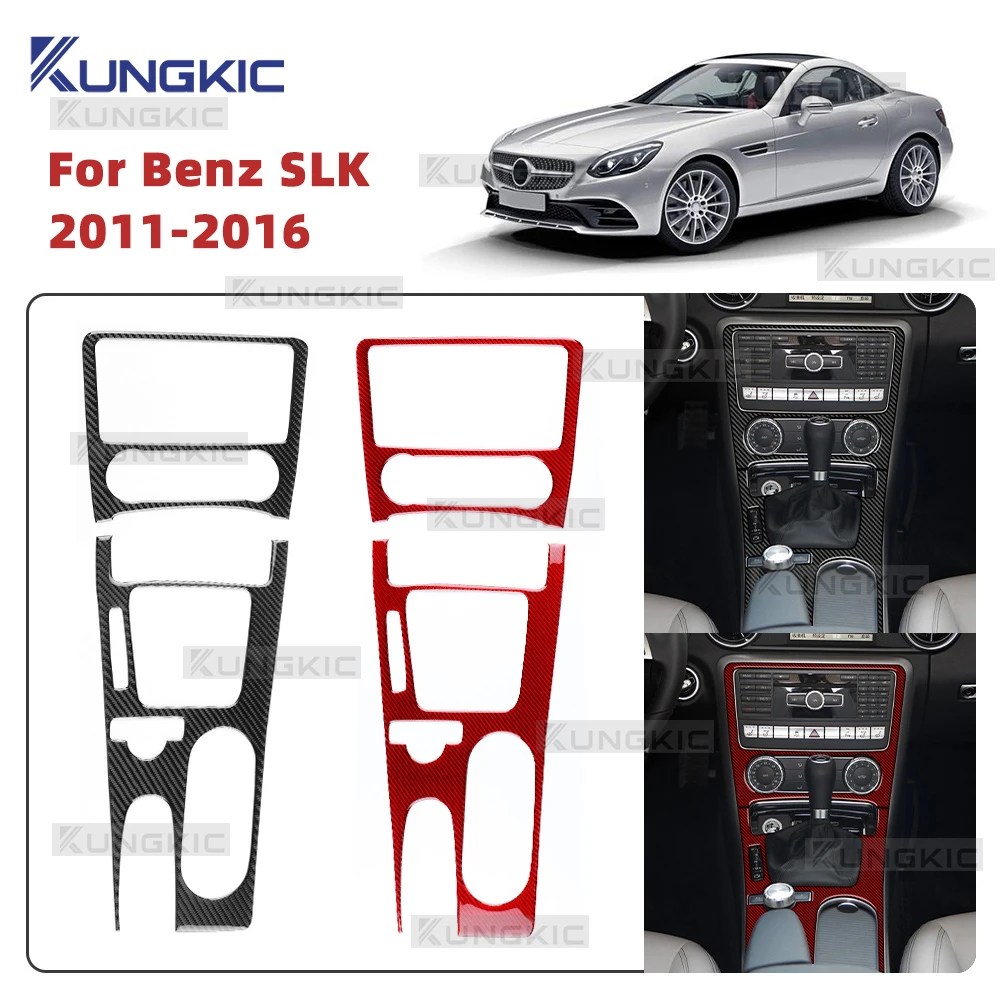 

For Mercedes Benz SLK R172 2011 2012 2013 2014 2015 2016 Real Soft Carbon Fiber Trim Sticker Car Central Control Gear Panel