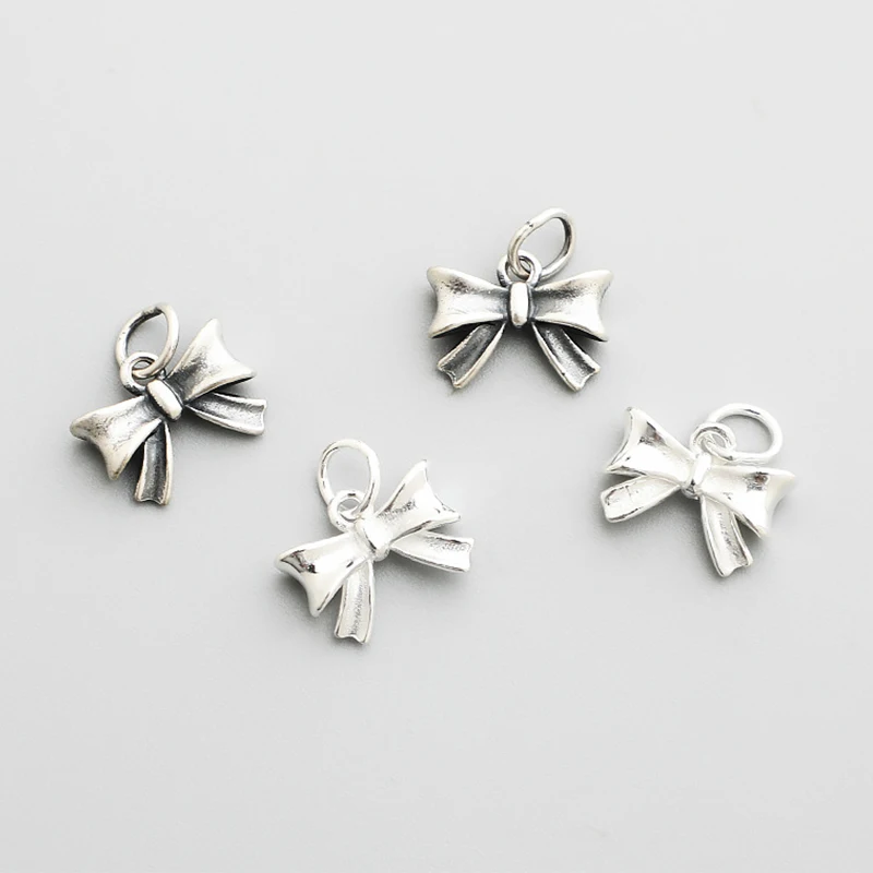 

1pc 925 Sterling Silver Fine Bow Bracelets Pendants 12.3x9mm Christmas/Birthday DIY Jewelry Silver Charms Necklace Earrings Make