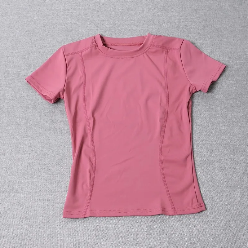 T-shirt da palestra a compressione ad asciugatura rapida da donna - Camicia da allenamento traspirante slim fit per corsa e allenamento Abbigliamento sportivo elastico in tinta unita