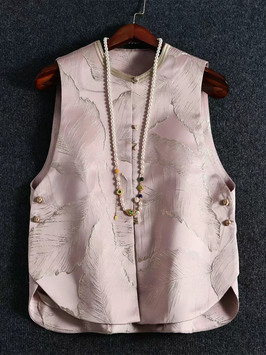 

2026 New Chinese Style Sleeveless Vest Women Stand Collar Frog Buttons Fall Spring Outerwear Elegant Cardigan