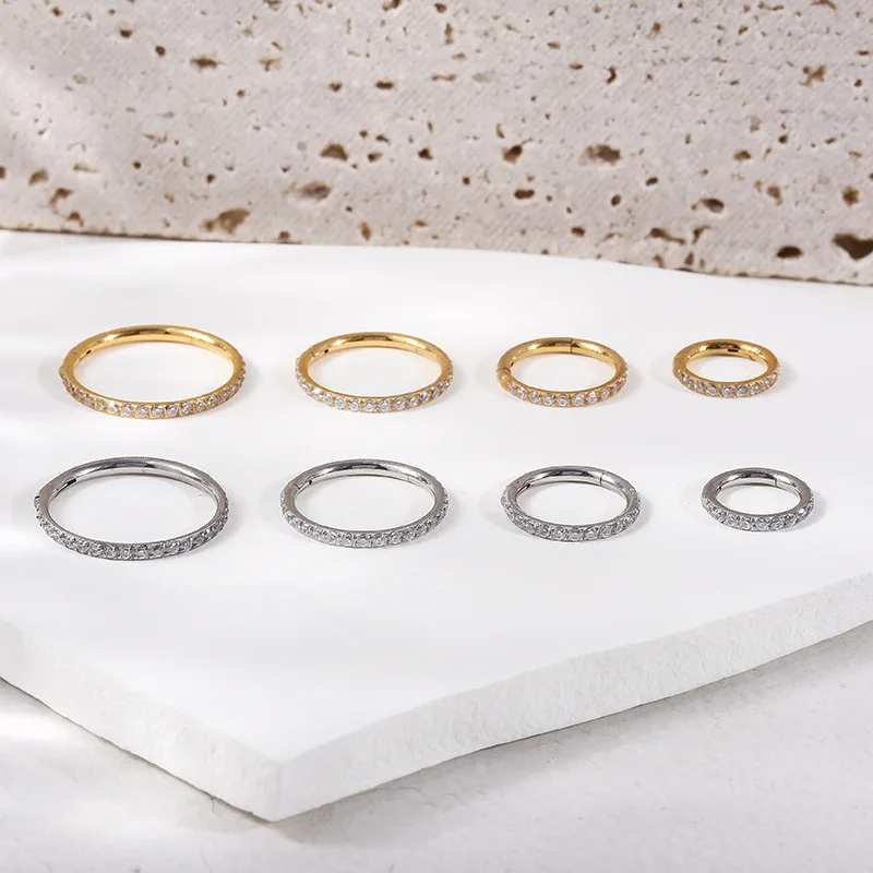 

1/10Pcs G23 Titanium Women's Round Earrings Nose Ring Hinged Segment Clicker Open Diaphragm Nose Septum Lobe Piercing Jewelry