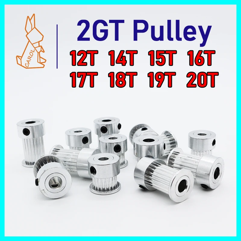 2GT Timing Pulley 12T 14T 15T 16T 17T 18T 19T 20Teeth 2M GT2 Pulley Bore 3 3.17 4 5 6 6.35 8mm Belt Width 6 10 15mm Timing Wheel