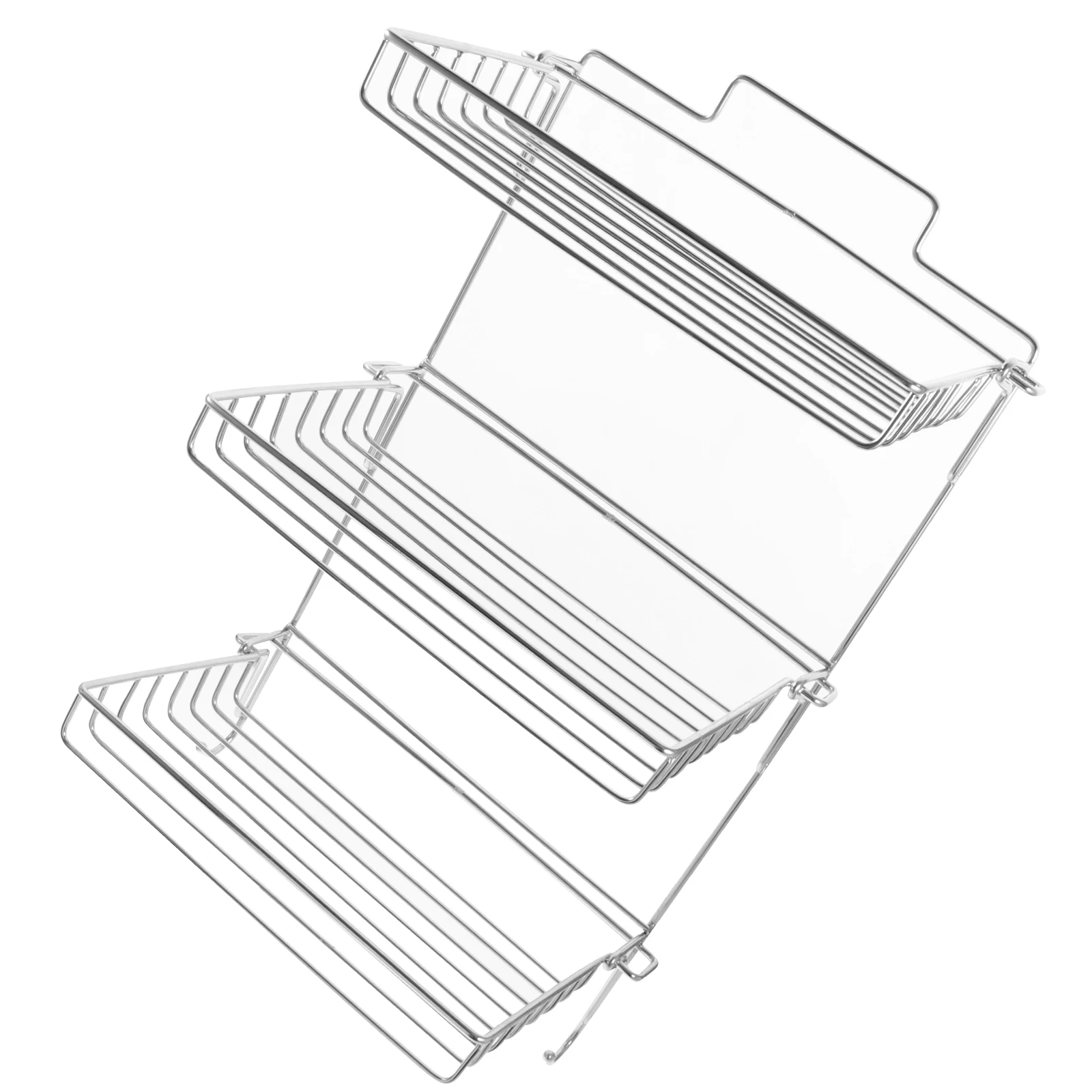 

Folding Stainless Steel Storage Mounted No Punch Bathroom Organizer Adhesive Shelf Foldable Design For Shampoo