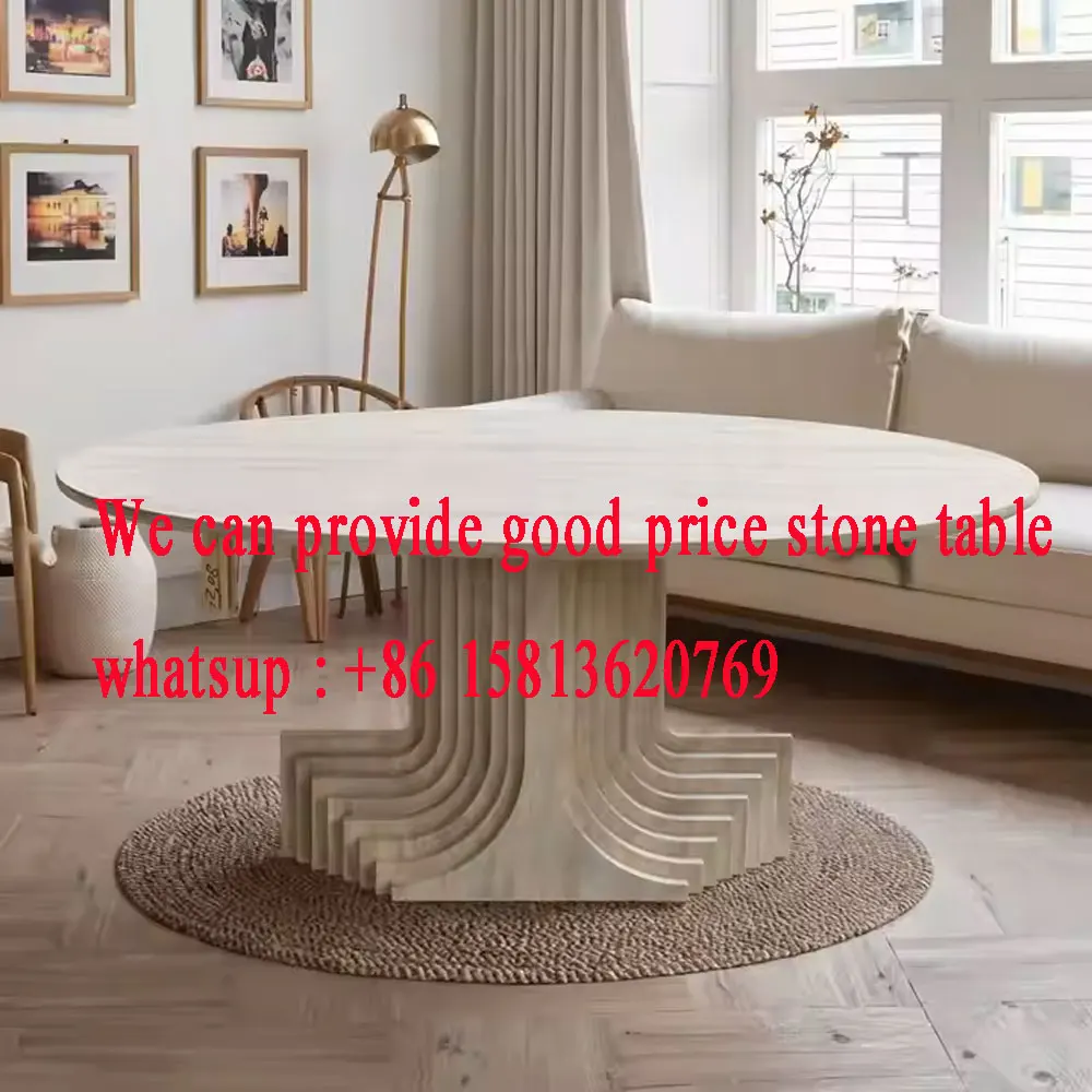 Grande conjunto de sala de jantar de luxo por atacado Streda Classico mesa de jantar oval de travertino para venda