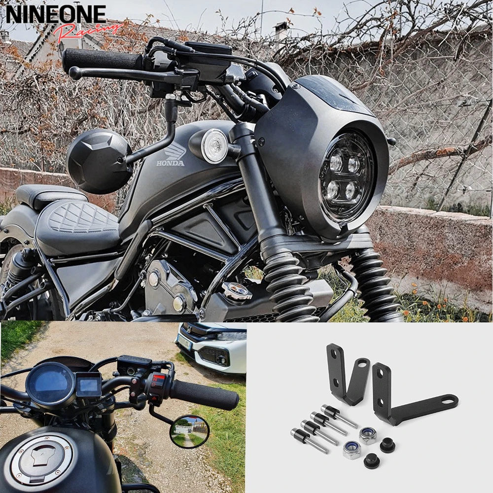 

For Honda Rebel CMX 250 300 500 2014 15 16 17 Rebel250 Mirrors Extension Kit Rearview Mirror Down Bracket Flipped Mirror Mod
