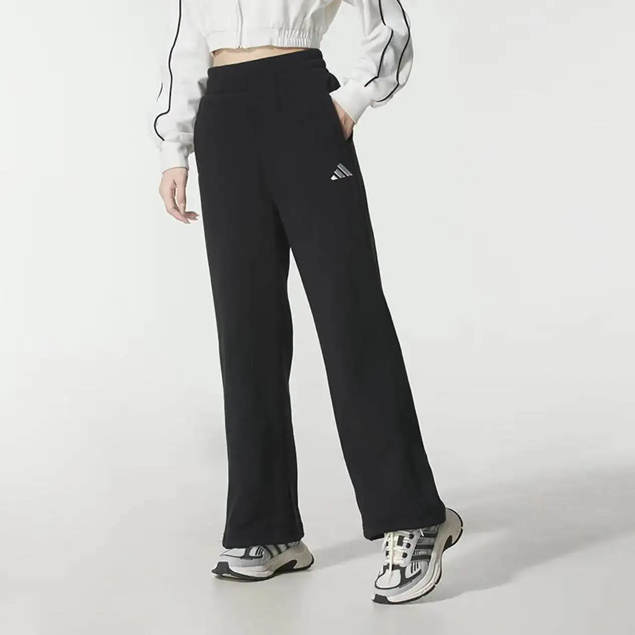 Men Knit LWomen Fleece Lined Knit Pants Adidas 2026new Warm Elastic Soft Breathable Casual Sports Daily Trousers KC0052