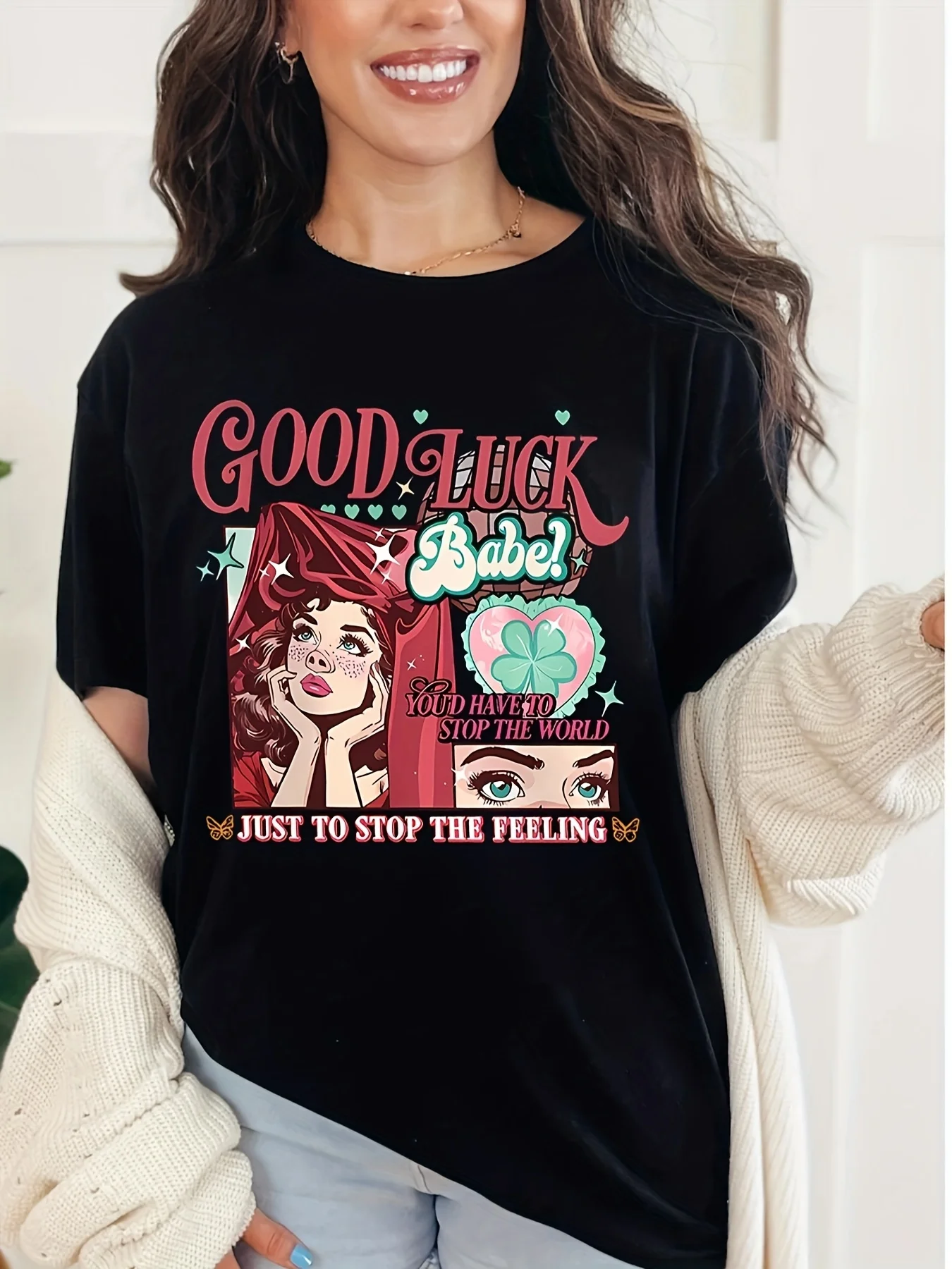 

Женская футболка с короткими рукавами и принтом принцессы Disney Good Luck, мужская и женская хлопковая всесезонная базовая рубашка