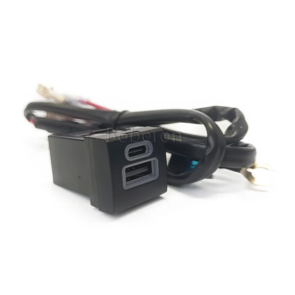 12V Dual USB QC3.0 Type-C PD Car Charger Socket Fast Charge Phone Charging Outlet Power Adapter Fit for Toyota Corolla Camry view 5