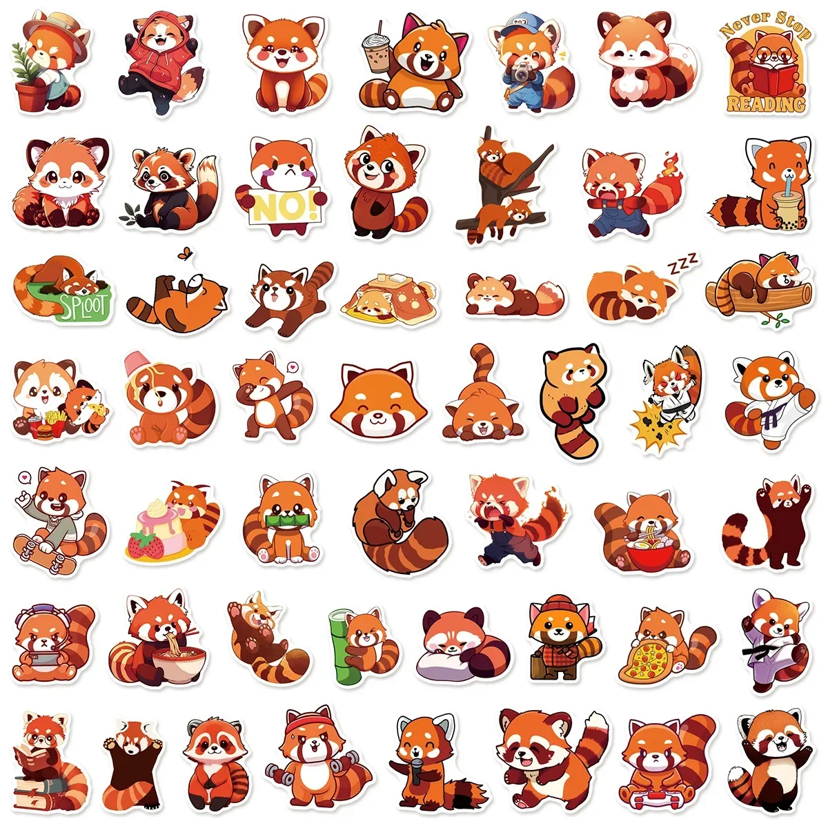 10/50PCS Cute Red Panda Stickers Kawaii Animals Cartoon Decal DIY Notebook Phone Guitar Scrapbook Waterproof Sticker Kid Toys