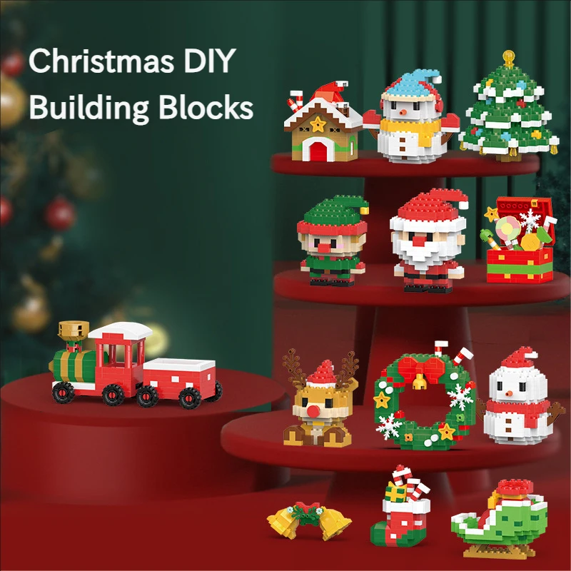 DIY Kerst Bouwsteen Kerstman Sneeuwpop Elanden Boom Micro Bouwsteen Puzzel Thuis Feestdecoratie Cadeau Kinderspeelgoed