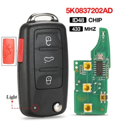 jingyuqin 4BTN 5K0837202AD 315/433Mhz ID48 Chip Remote Car Key For VW/Volkswagen Bettle CC EOS Golf Jetta Passat Tiguan Touareg