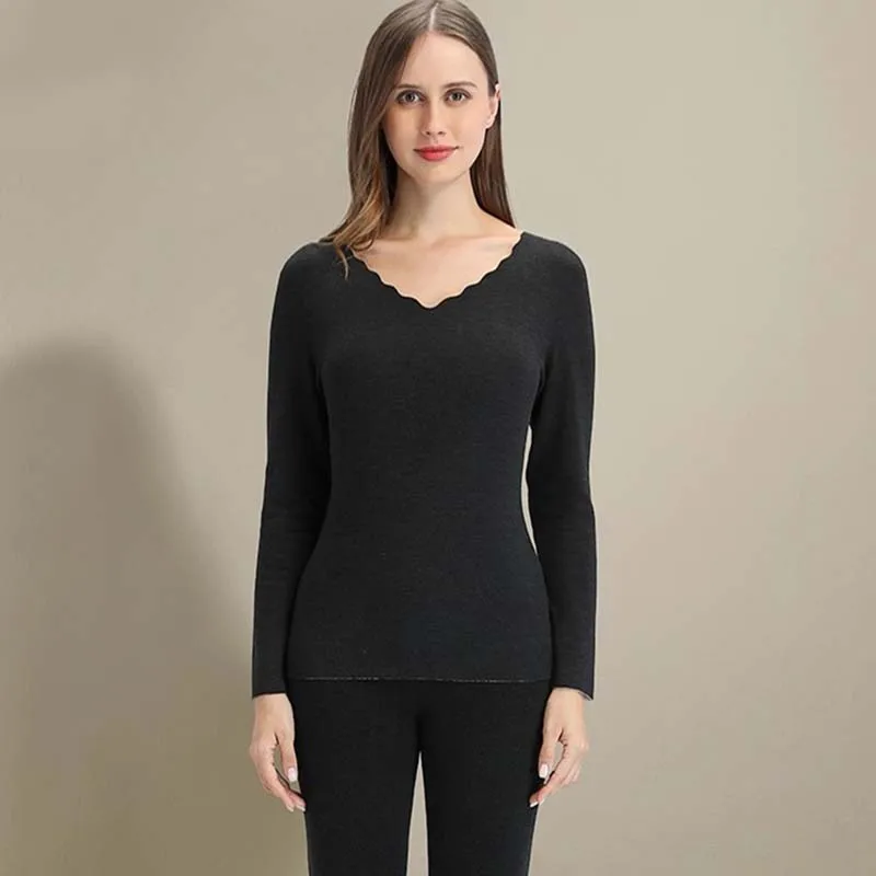 

Новый зимний женский комплект термобелья, теплый пижамный костюм, бархатное термобелье, укороченный топ, длинные кальсоны, термоодежда для женщин