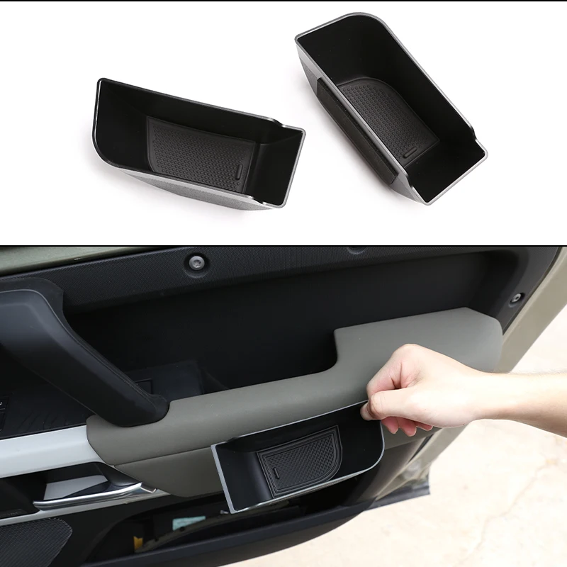 

Black Car Front Door Handle Storage Box Armrest Organizer Tray For Land Rover Defender 90 110 130 2020-2024 Interior Accessories