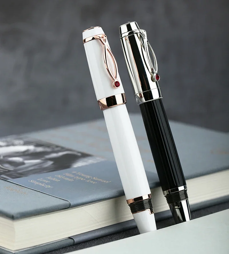 Majohn X1 Retractable Fountain Pen Resin Ink Pen Iridium EF 0.38mm Short White/Black Writing Gift Office Business School Pen