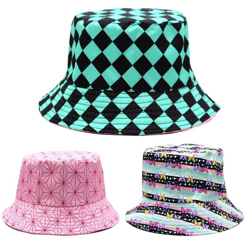 Demon Slayer Anime Printed Bucket Hat Japanese Style Casual Sun Hat