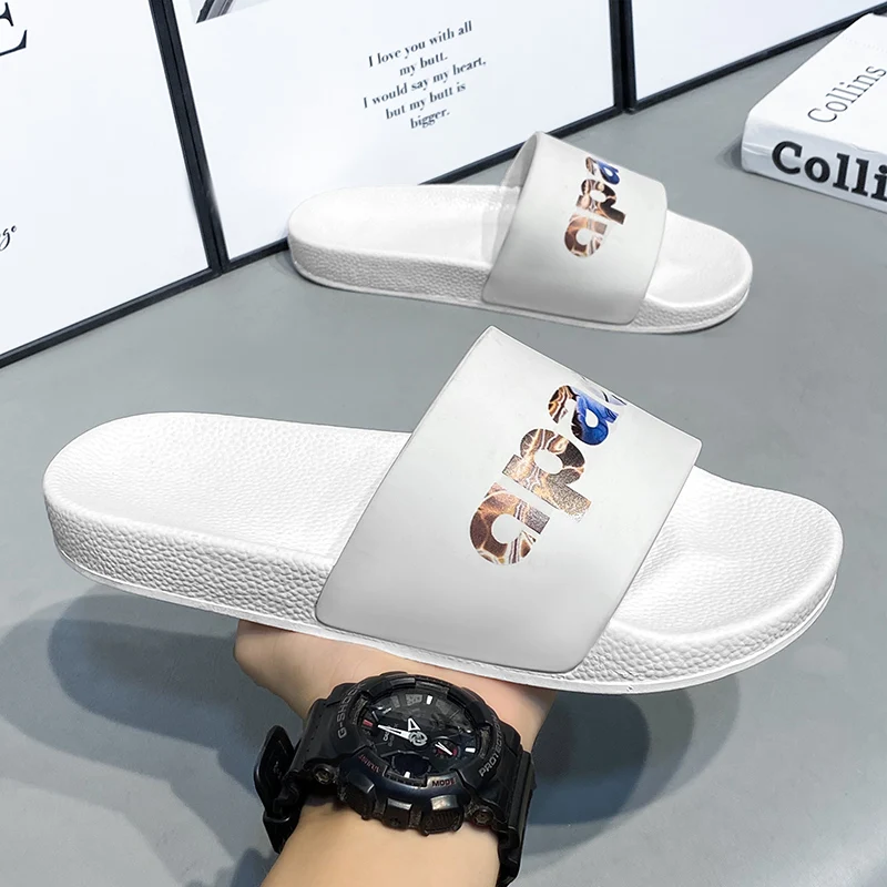 

2025летние мужские тапочки, трендовые шлепанцы с принтом, уличные сабо, пляжные тапочки, шлепанцы, мужские повседневные домашние шлепанцы, обувь для ванной комнаты