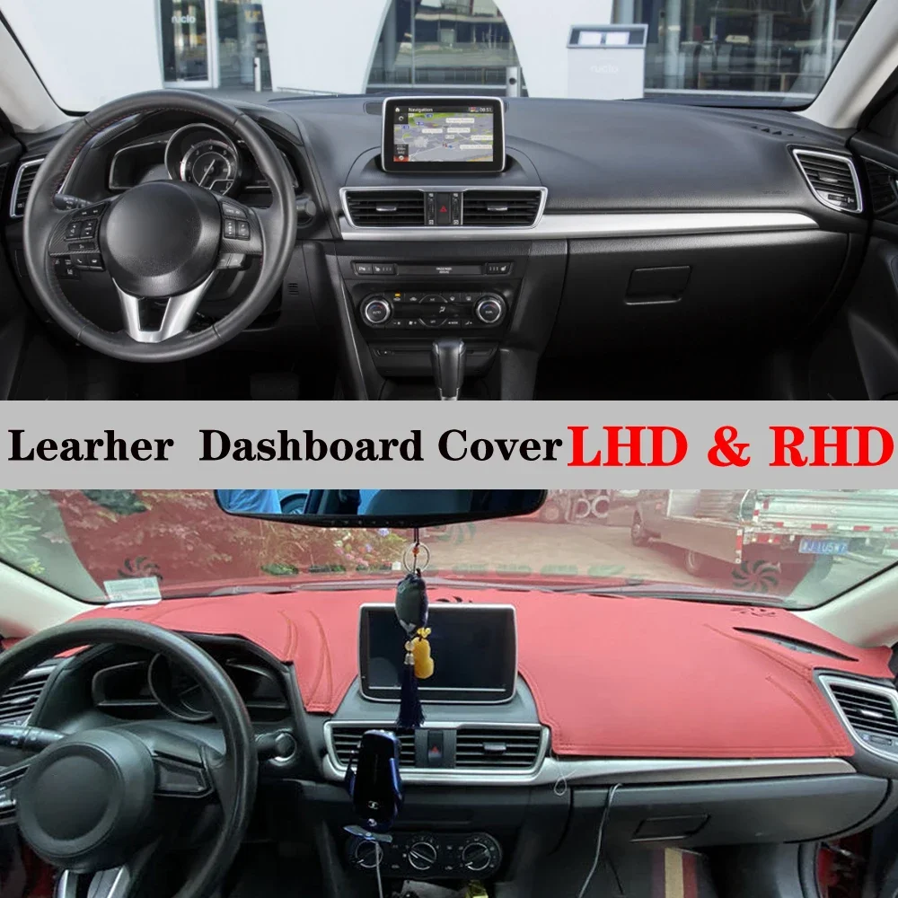 

Leather Dashmat Automobile Dashboard Cover Dash Mat Anti-UV Carpet Car Accessories For Mazda 3 BM BN 2013 2014-2018 Axela Mazda3